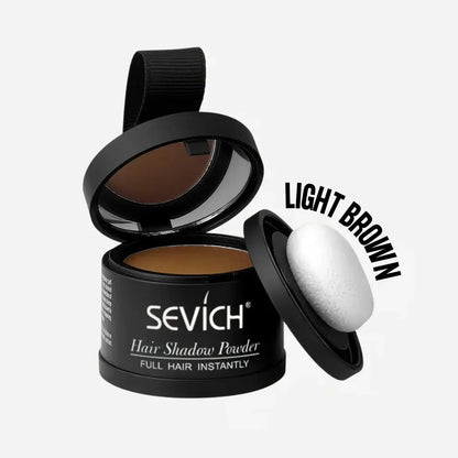Sevich hair shadow powder with a black container and light brown shade on a white background.